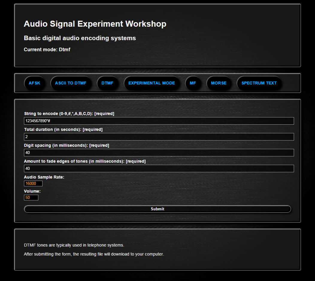 Audio Signal Encoder Experiment